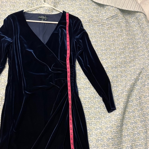 LAUREN  Ralph Lauren Dark Blue Velvet Short Dress Size-10 - Picture 8 of 8